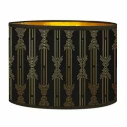 Abat-jours Lampadaires Abat-jour Lampadaire Doré Imprimé Noir Et Or Lazarre T 40 X H 25 -Luminaires Soldes abat jour chevet dore imprime noir et or lazarre t 25 x h 18