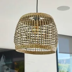 LUMISKY Suspensions Abat Jour Int/ext Fibre Naturelle Beige D38CM -Luminaires Soldes abat jour int ext fibre naturelle beige d38cm 3