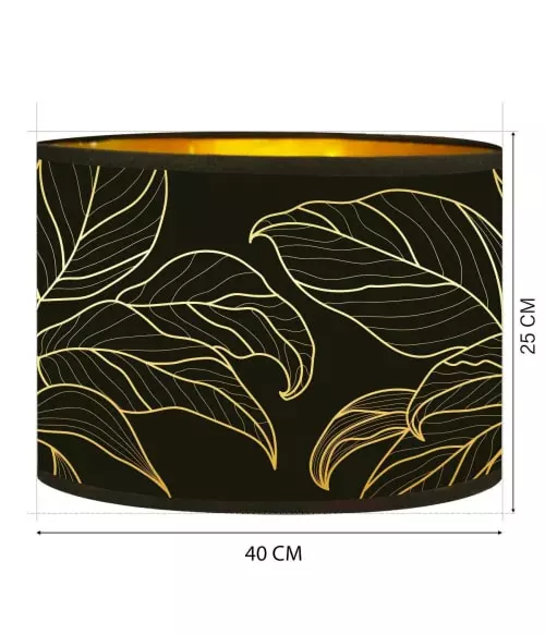 Abat-jours Lampadaires Abat-jour Lampadaire Doré Imprimé Noir Et Or Feuille T 40 X H 25 3 Abat-jours Lampadaires Abat-jour Lampadaire Doré Imprimé Noir Et Or Feuille T 40 X H 25 – Image 3