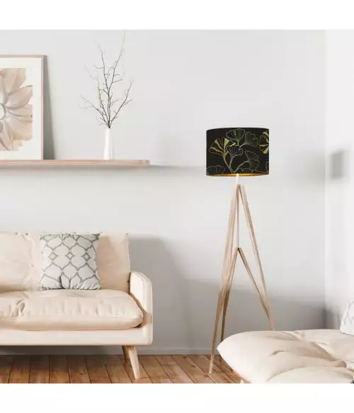 Abat-jours Lampadaires Abat-jour Lampadaire Doré Imprimé Noir Et Or Iris T 40 X H 25 2 Abat-jours Lampadaires Abat-jour Lampadaire Doré Imprimé Noir Et Or Iris T 40 X H 25 – Image 2