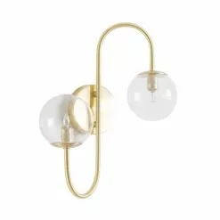 Maisons Du Monde Appliques Murales Et Spots Applique 2 Globes En Verre Et Métal Doré