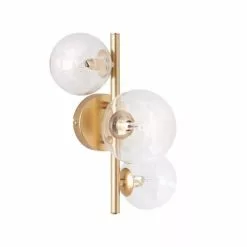Maisons Du Monde Appliques Murales Et Spots Applique 3 Globes En Verre Et Métal Doré
