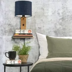 Good & Mojo Appliques Murales Et Spots Applique Bambou/lin Avec Tablette H36cm -Luminaires Soldes applique bambou lin avec tablette h36cm 14