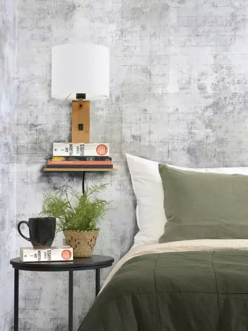 Good & Mojo Appliques Murales Et Spots Applique Bambou/lin Avec Tablette H36cm 2 Good & Mojo Appliques Murales Et Spots Applique Bambou/lin Avec Tablette H36cm – Image 2