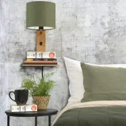 Good & Mojo Appliques Murales Et Spots Applique Bambou/lin Avec Tablette H36cm -Luminaires Soldes applique bambou lin avec tablette h36cm 2