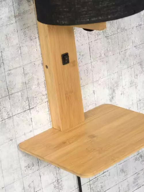 Good & Mojo Appliques Murales Et Spots Applique Bambou/lin Avec Tablette H36cm 3 Good & Mojo Appliques Murales Et Spots Applique Bambou/lin Avec Tablette H36cm – Image 3