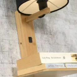 Good & Mojo Appliques Murales Et Spots Applique Bambou/lin Avec Tablette H36cm -Luminaires Soldes applique bambou lin avec tablette h36cm 5