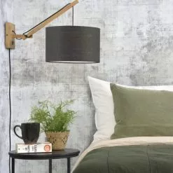 Good & Mojo Appliques Murales Et Spots Applique Bambou/lin Gris Foncé L50cm -Luminaires Soldes applique bambou lin gris fonce l50cm 2