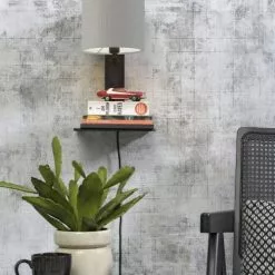 Good & Mojo Appliques Murales Et Spots Applique Bambou Noir/lin Avec Tablette H36cm -Luminaires Soldes applique bambou noir lin avec tablette h36cm 31