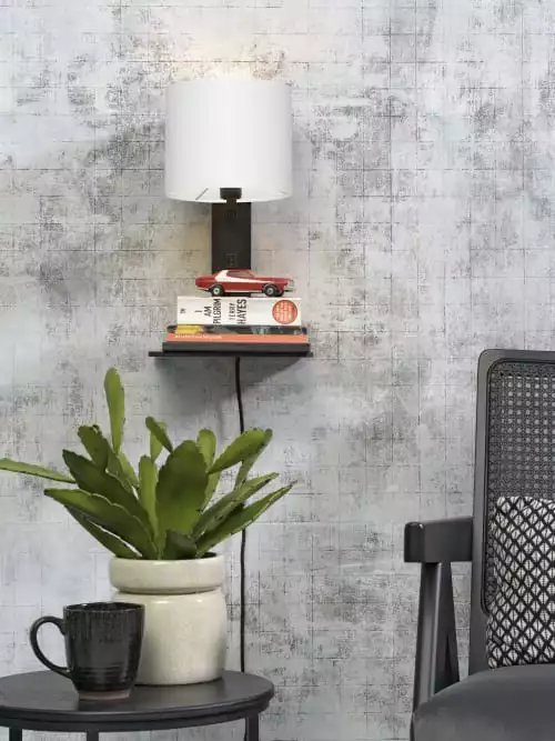 Good & Mojo Appliques Murales Et Spots Applique Bambou Noir/lin Avec Tablette H36cm 2 Good & Mojo Appliques Murales Et Spots Applique Bambou Noir/lin Avec Tablette H36cm – Image 2