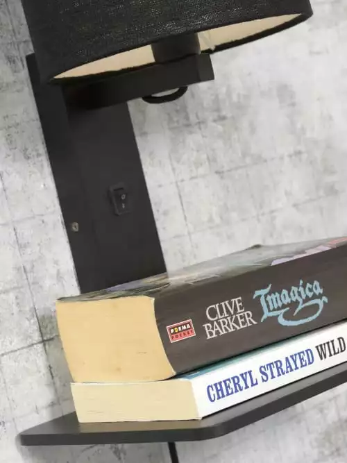 Good & Mojo Appliques Murales Et Spots Applique Bambou Noir/lin Avec Tablette H36cm 6 Good & Mojo Appliques Murales Et Spots Applique Bambou Noir/lin Avec Tablette H36cm – Image 6