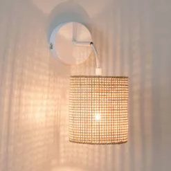 Luminaires Soldes 2022 -Luminaires Soldes applique cannage en rotin et metal blanc 1000 12 17 211577 1