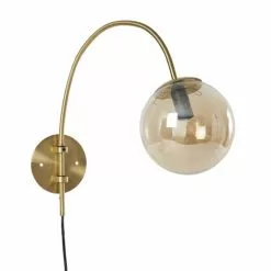 Maisons Du Monde Appliques Murales Et Spots Applique En Métal Doré Mat Et Globe En Verre Ambré