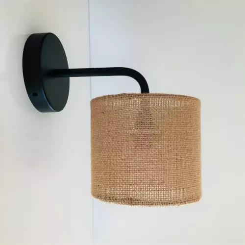 Belamp Appliques Murales Et Spots Applique En Métal Noir Avec Abat-jour En Toile De Jute 2 Belamp Appliques Murales Et Spots Applique En Métal Noir Avec Abat-jour En Toile De Jute – Image 2