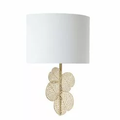 Maisons Du Monde Appliques Murales Et Spots Applique Feuilles En Métal Ciselé Doré Et Abat-jour Ivoire