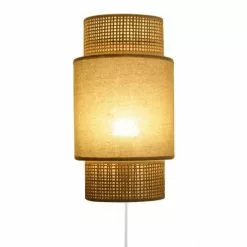 Decoratie Appliques Murales Et Spots Applique Incurvée Rotin Tissu Beige -Luminaires Soldes applique incurvee rotin tissu beige 2