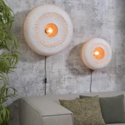 Good & Mojo Appliques Murales Et Spots Applique Murale En Bambou Blanc D40 -Luminaires Soldes applique murale en bambou blanc d40 2