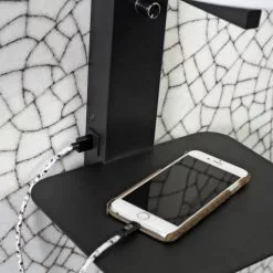 It's About Romi Appliques Murales Et Spots Applique Noire Avec Tablette Et Abat-jour H42cm -Luminaires Soldes applique noire avec tablette et abat jour h42cm 4