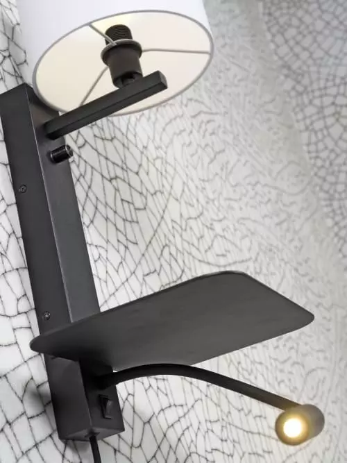 It's About Romi Appliques Murales Et Spots Applique Noire Avec Tablette Liseuse Et Abat-jour H52cm 5 It's About Romi Appliques Murales Et Spots Applique Noire Avec Tablette Liseuse Et Abat-jour H52cm – Image 5