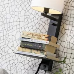 It's About Romi Appliques Murales Et Spots Applique Noire Avec Tablette Liseuse Et Abat-jour H52cm -Luminaires Soldes applique noire avec tablette liseuse et abat jour h52cm 16