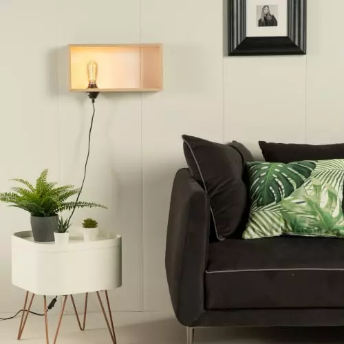 Sampa Helios Appliques Murales Et Spots Applique Ou Lampe à Poser étagère En Bois L42cm 2 Sampa Helios Appliques Murales Et Spots Applique Ou Lampe à Poser étagère En Bois L42cm – Image 2