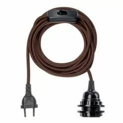 Hoopzi Suspensions Fil électrique En Tissu Luminaire Bleu Marine 4,5m -Luminaires Soldes fil electrique en tissu luminaire marron 4 5m 2