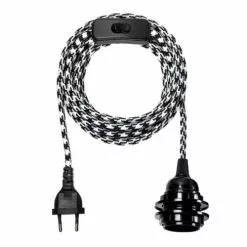 Hoopzi Suspensions Fil électrique En Tissu Luminaire Pied De Poule 4,5m