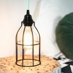 Hoopzi Suspensions Fil électrique En Tissu Luminaire Turquoise 4,5m -Luminaires Soldes fil electrique en tissu luminaire turquoise 4 5m 1