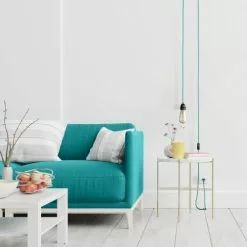 Hoopzi Suspensions Fil électrique En Tissu Luminaire Turquoise 4,5m -Luminaires Soldes fil electrique en tissu luminaire turquoise 4 5m 2