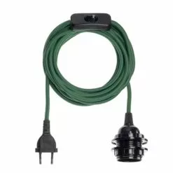 Hoopzi Suspensions Fil électrique En Tissu Luminaire Vert 4,5m