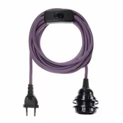 Hoopzi Suspensions Fil électrique En Tissu Luminaire Turquoise 4,5m -Luminaires Soldes fil electrique en tissu luminaire violet 4 5m 3