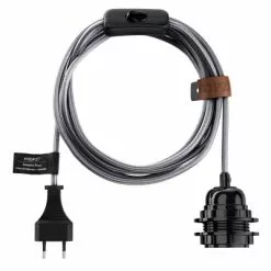 Hoopzi Suspensions Fil électrique Sectionnable En Tissu Luminaire Metal 4,5m