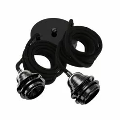 Hoopzi Suspensions Hang-2 Suspension Plafonnier En Lin Français - Noir - 2 Fils 2,50m