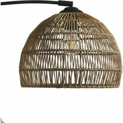 ATHM DESIGN Lampadaires Lampadaire Abat Jour Aspect Rotin Beige Et Pied Métal Noir -Luminaires Soldes lampadaire abat jour aspect rotin beige et pied metal noir 2