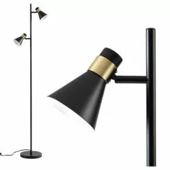 ATHM DESIGN Lampadaires Lampadaire Abat Jour Et Pied Métal Noir -Luminaires Soldes lampadaire abat jour et pied metal noir 8