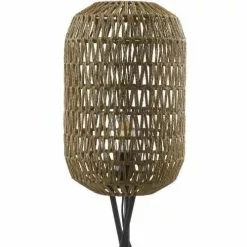 ATHM DESIGN Lampadaires Lampadaire Abat Jour Rotin Beige Et Pieds Métal Noir -Luminaires Soldes lampadaire abat jour rotin beige et pieds metal noir 4