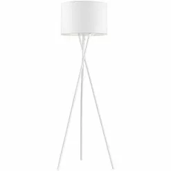 ATHM DESIGN Lampadaires Lampadaire Abat Jour Tissu Blanc Et Pied Métal