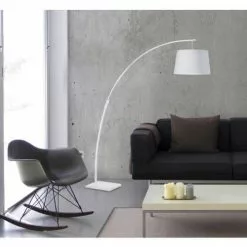 ATHM DESIGN Lampadaires Lampadaire Abat Jour Tissu Blanc Et Pied Métal -Luminaires Soldes lampadaire abat jour tissu blanc et pied metal 8