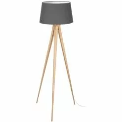 ATHM DESIGN Lampadaires Lampadaire Abat Jour Tissu Blanc Et Pied Métal -Luminaires Soldes lampadaire abat jour tissu gris et pied metal effet bois 1