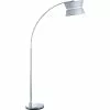 ATHM DESIGN Lampadaires Lampadaire Abat Jour Tissu Gris Pied Métal