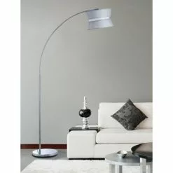 ATHM DESIGN Lampadaires Lampadaire Abat Jour Tissu Gris Pied Métal -Luminaires Soldes lampadaire abat jour tissu gris pied metal 2