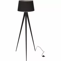 ATHM DESIGN Lampadaires Lampadaire Abat Jour Tissu Noir Et Pied Métal