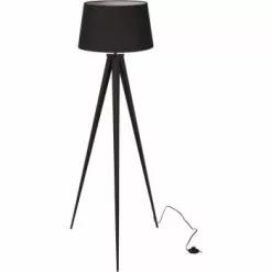 ATHM DESIGN Lampadaires Lampadaire Abat Jour Tissu Blanc Et Pied Métal -Luminaires Soldes lampadaire abat jour tissu noir et pied metal 4