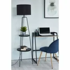 ATHM DESIGN Lampadaires Lampadaire Abat Jour Tissu Noir Et Pieds Métal Noir -Luminaires Soldes lampadaire abat jour tissu noir et pieds metal noir 2