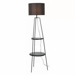ATHM DESIGN Lampadaires Lampadaire Abat Jour Tissu Noir Et Pieds Métal Noir -Luminaires Soldes lampadaire abat jour tissu noir et pieds metal noir 4