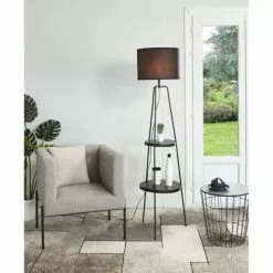 ATHM DESIGN Lampadaires Lampadaire Abat Jour Tissu Noir Et Pieds Métal Noir -Luminaires Soldes lampadaire abat jour tissu noir et pieds metal noir 5