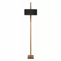 ATHM DESIGN Lampadaires Lampadaire Abat Jour Tissu Noir Pied Bois -Luminaires Soldes lampadaire abat jour tissu noir pied bois 3
