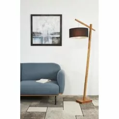ATHM DESIGN Lampadaires Lampadaire Abat Jour Tissu Noir Pied Bois -Luminaires Soldes lampadaire abat jour tissu noir pied bois 5