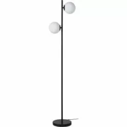 ATHM DESIGN Lampadaires Lampadaire Abat Jour Verre Pied Metal Brossé Marron -Luminaires Soldes lampadaire abat jour verre pied metal brosse noir