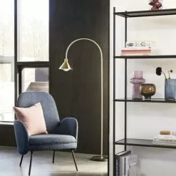 Hubsch Lampadaires Lampadaire Avec Base En Marbre En Noir Et Laiton -Luminaires Soldes lampadaire avec base en marbre en noir et laiton 2